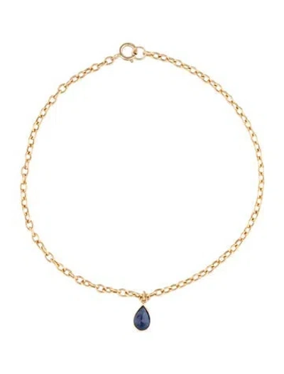 Pre-owned Bracelet 14k Sapphire Charm Link , 6.75" In Multi