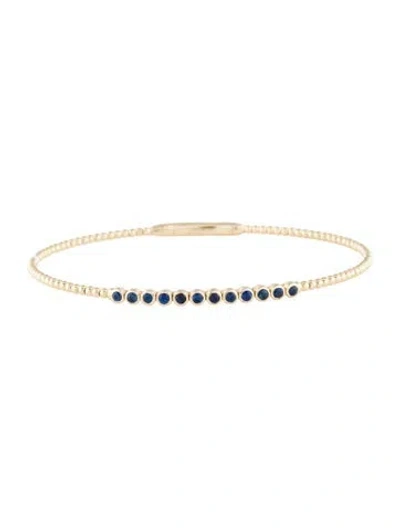 Pre-owned Bracelet 14k Sapphire Flex Bangle , 6.75" In Multi