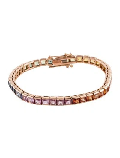 Pre-owned Bracelet 14k Sapphire Rainbow Tennis , 6.5" In Multi