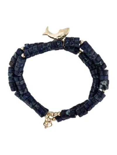 Pre-owned Bracelet 14k Sodalite Charm , 7" In Multi