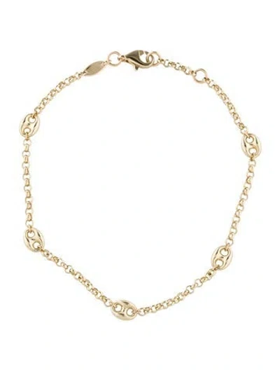 Pre-owned Bracelet 14k Station Chain Link , 7.25" In Multi