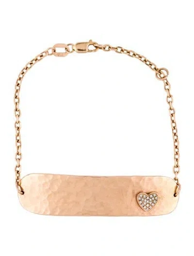 Pre-owned Bracelet 14k Tag Heart Id , 6.5" In Multi