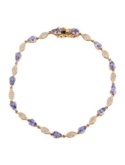 Pre-owned Bracelet 14k Tanzanite & Sapphire Station , 6.75" In Multi