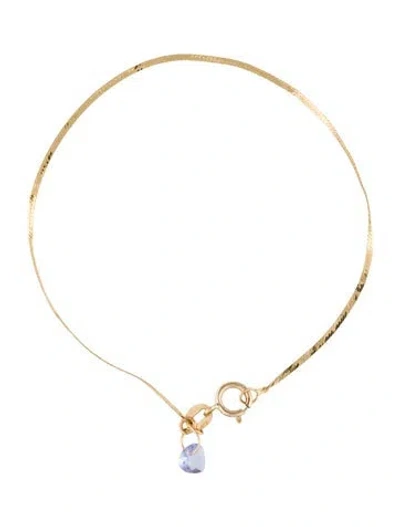 Pre-owned Bracelet 14k Tanzanite Charm , 7" In Multi