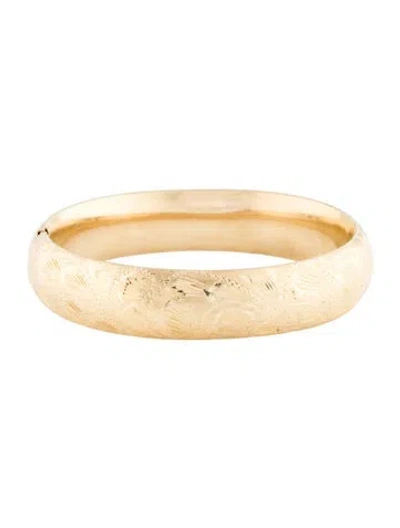 Pre-owned Bracelet 14k Textured Hinged Bangle, 6.75" In Multi