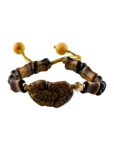 Pre-owned Bracelet 14k Tiger's Eye Quartz Bead , 10.25" In Multi
