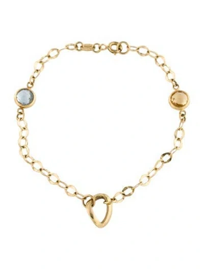 Pre-owned Bracelet 14k Topaz & Citrine Station , 6.75" In Multi