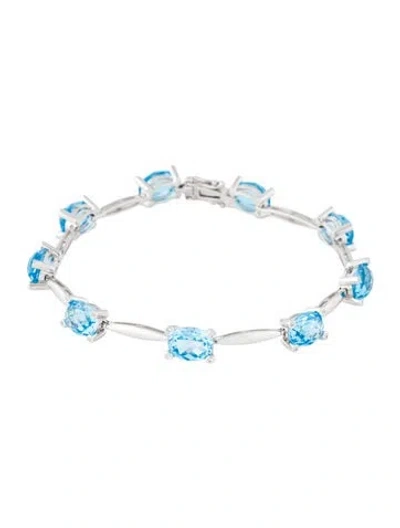 Pre-owned Bracelet 14k Topaz & Diamond Link , 6.75" In Multi