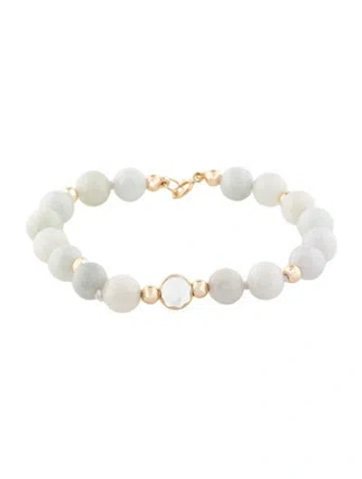 Pre-owned Bracelet 14k Topaz & Jadeite Bead , 6" In Multi