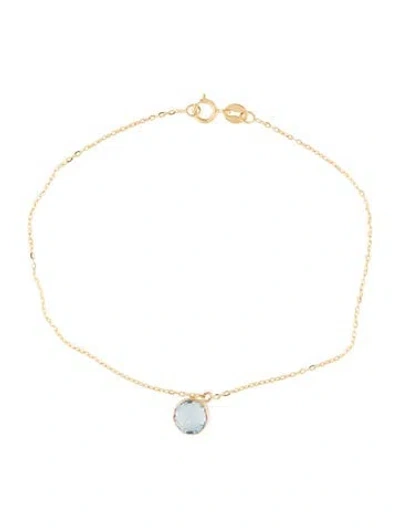 Pre-owned Bracelet 14k Topaz Charm , 7" In Multi