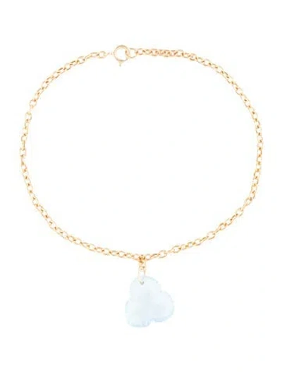 Pre-owned Bracelet 14k Topaz Clover Charm , 6.75" In Multi
