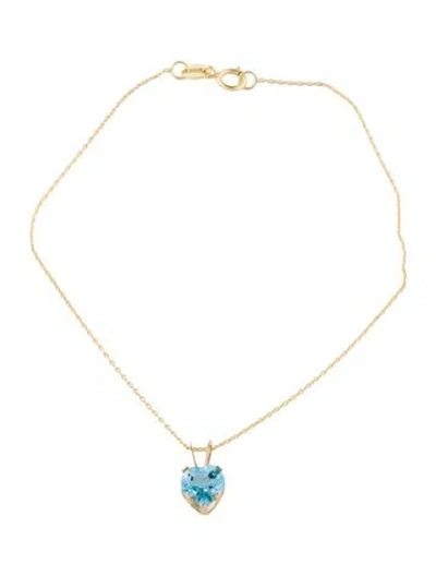 Pre-owned Bracelet 14k Topaz Heart Charm , 7" In Multi
