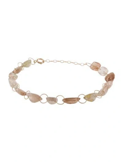 Pre-owned Bracelet 14k Topaz Link , 8.5" In Multi