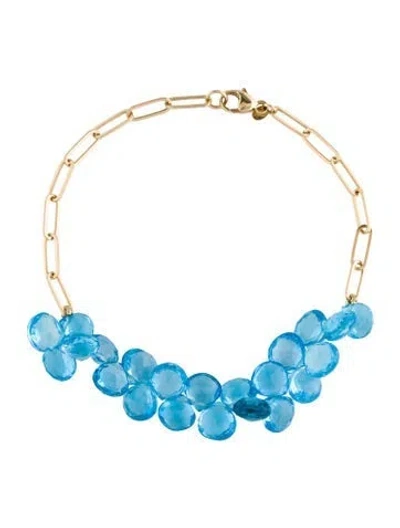 Pre-owned Bracelet 14k Topaz Paperclip Link , 7.25" In Multi