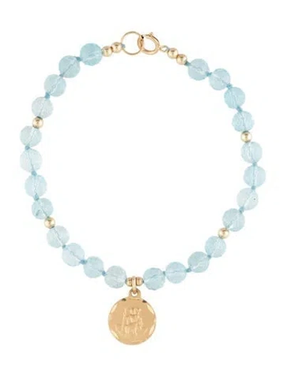 Pre-owned Bracelet 14k Topaz St. Christopher Traveler's Charm , 6.5" In Multi