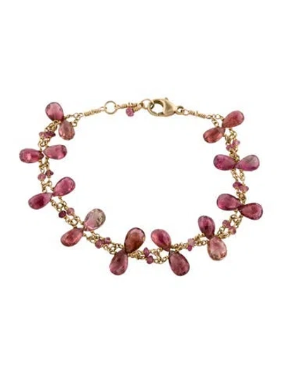 Pre-owned Bracelet 14k Tourmaline Bead , 7" In Multi