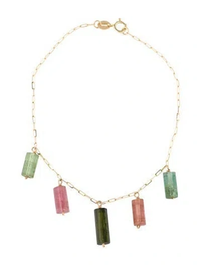 Pre-owned Bracelet 14k Tourmaline Charm , 6.75" In Multi