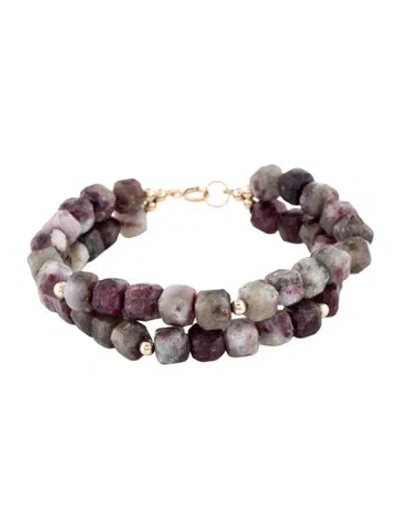 Pre-owned Bracelet 14k Tourmaline Double Strand Bead , 6.25" In Multi