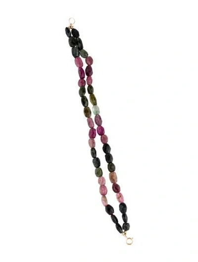 Pre-owned Bracelet 14k Tourmaline Double Strand Bead , 7.5" In Multi