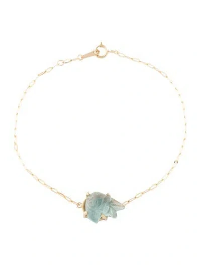 Pre-owned Bracelet 14k Tourmaline Fish Station , 7.25" In Multi