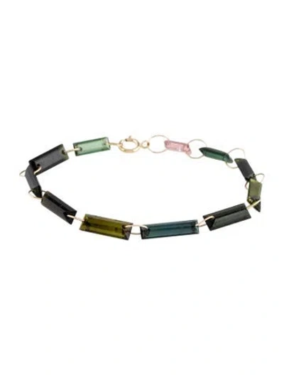 Pre-owned Bracelet 14k Tourmaline Link , 6.5" In Multi