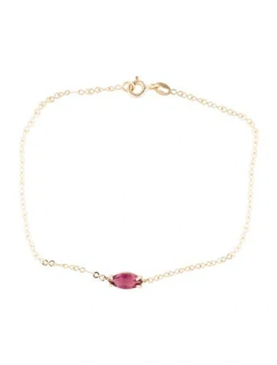 Pre-owned Bracelet 14k Tourmaline Link , 7.25" In Multi