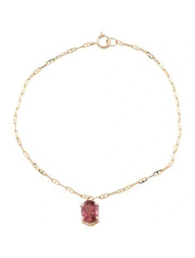 Pre-owned Bracelet 14k Tourmaline Pendant Charm , 6.25" In Multi