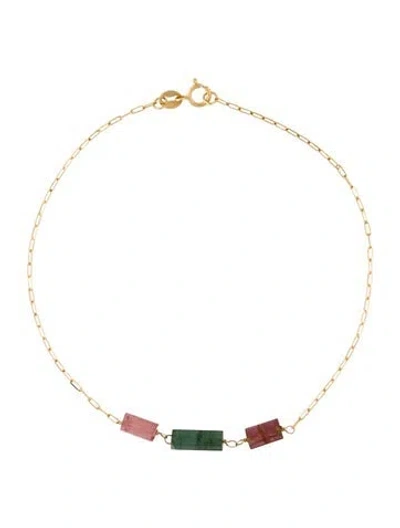 Pre-owned Bracelet 14k Tourmaline Station , 7.75" In Multi