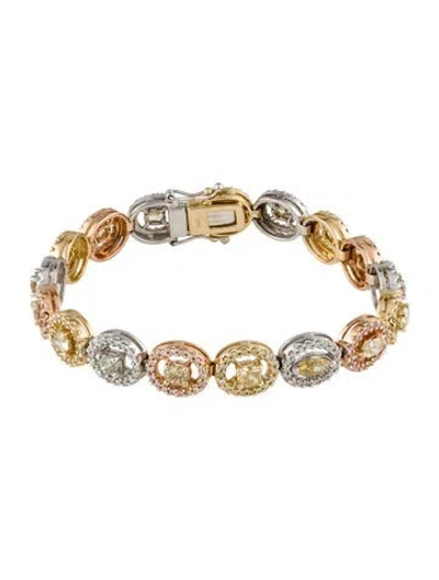Pre-owned Bracelet 14k Tri-color 6.74ctw Diamond Link , 6.5" In Multi