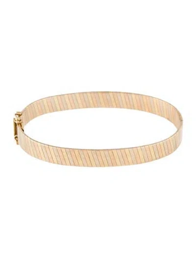 Pre-owned Bracelet 14k Tricolor Bangle, 6.75" In Multi