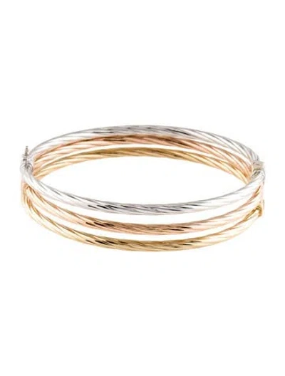 Pre-owned Bracelet 14k Tri-color Bangle  Set, 7" In Multi