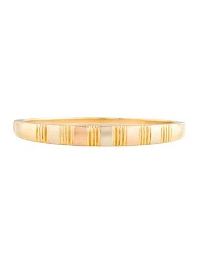 Pre-owned Bracelet 14k Tri-color Hinged Bangle, 7" In Multi