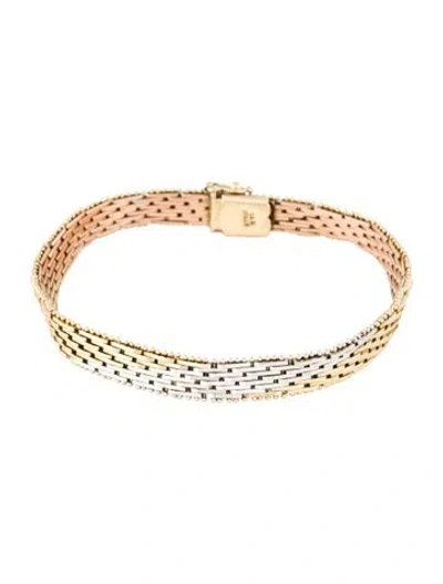 Pre-owned Bracelet 14k Tri-color Link , 7.25" In Multi