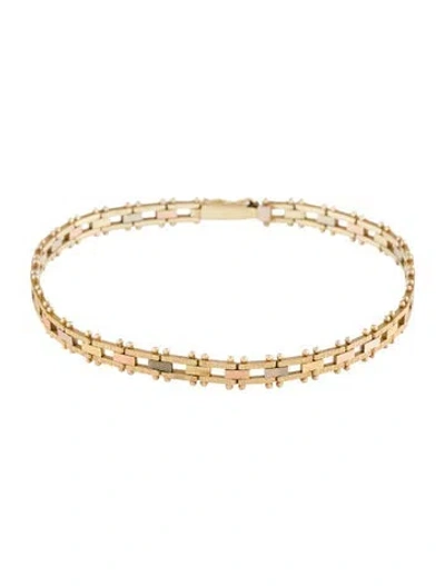 Pre-owned Bracelet 14k Tri-color Link , 7.25" In Multi