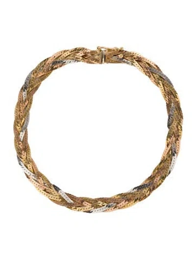 Pre-owned Bracelet 14k Tri-color Weave  In Multi