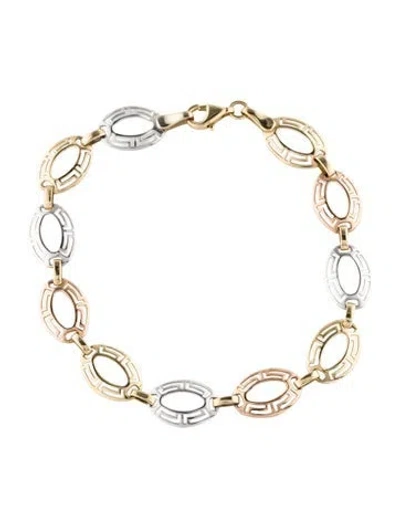 Pre-owned Bracelet 14k Tri-tone Link , 7" In Multi