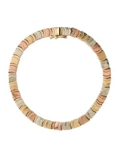 Pre-owned Bracelet 14k Tri-tone Link , 7.25" In Multi