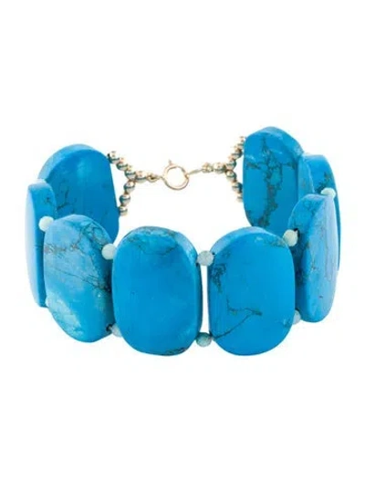 Pre-owned Bracelet 14k Turquoise & Opal Bead , 6.25" In Multi