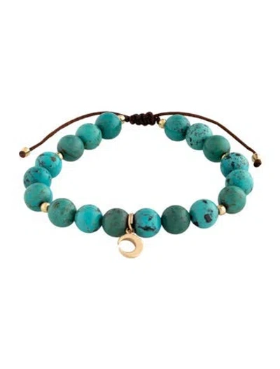Pre-owned Bracelet 14k Turquoise Bead Strand , 10" In Brown