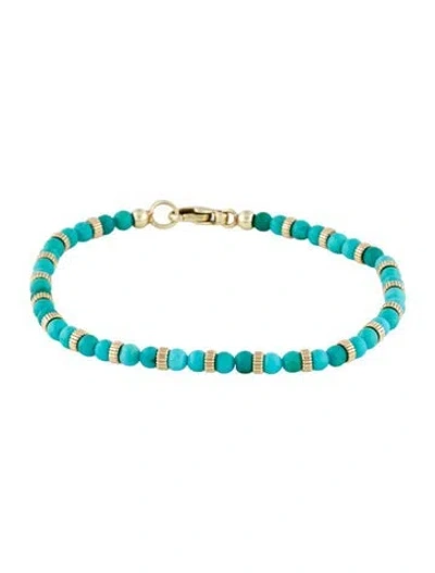 Pre-owned Bracelet 14k Turquoise Beaded , 5.75" In Multi