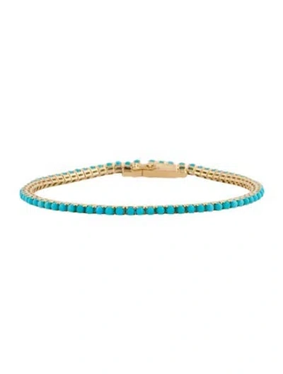 Pre-owned Bracelet 14k Turquoise Line , 6.5" In Multi