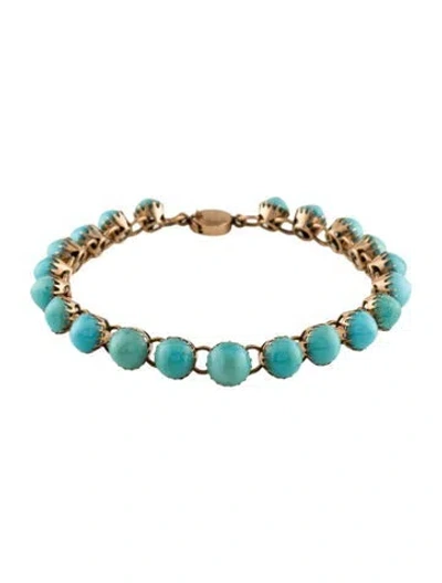 Pre-owned Bracelet 14k Turquoise Link , 7" In Multi