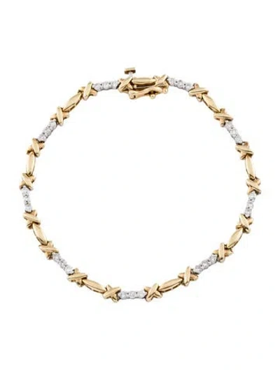 Pre-owned Bracelet 14k Two-tone 0.81ctw Diamond X/o Link , 6.75" In Multi