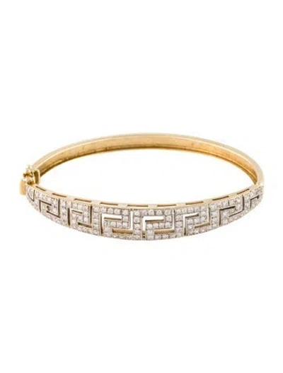 Pre-owned Bracelet 14k Two-tone 1.18ctw Diamond Hinged Bangle , 6.75" In Multi