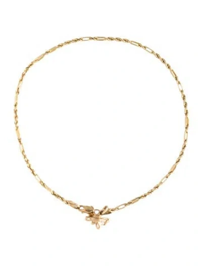 Pre-owned Bracelet 14k Two-tone Butterfly Charm Anklet, 9.75" In Multi