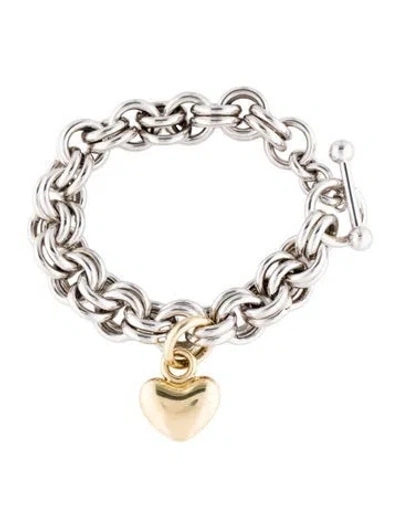 Pre-owned Bracelet 14k Two-tone Charm , 6.75" In Multi