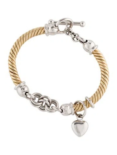 Pre-owned Bracelet 14k Two-tone Charm , 8" In Multi