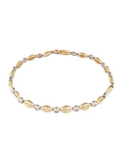 Pre-owned Bracelet 14k Two-tone Diamond Station Link , 7.5" In Multi