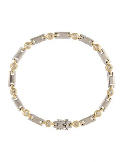 Pre-owned Bracelet 14k Two-tone Diamond Tennis , 7.5" In Multi