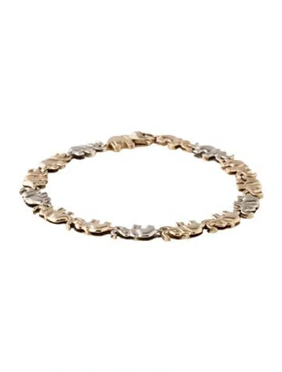Pre-owned Bracelet 14k Two-tone Elephant Link , 7.25" In Multi